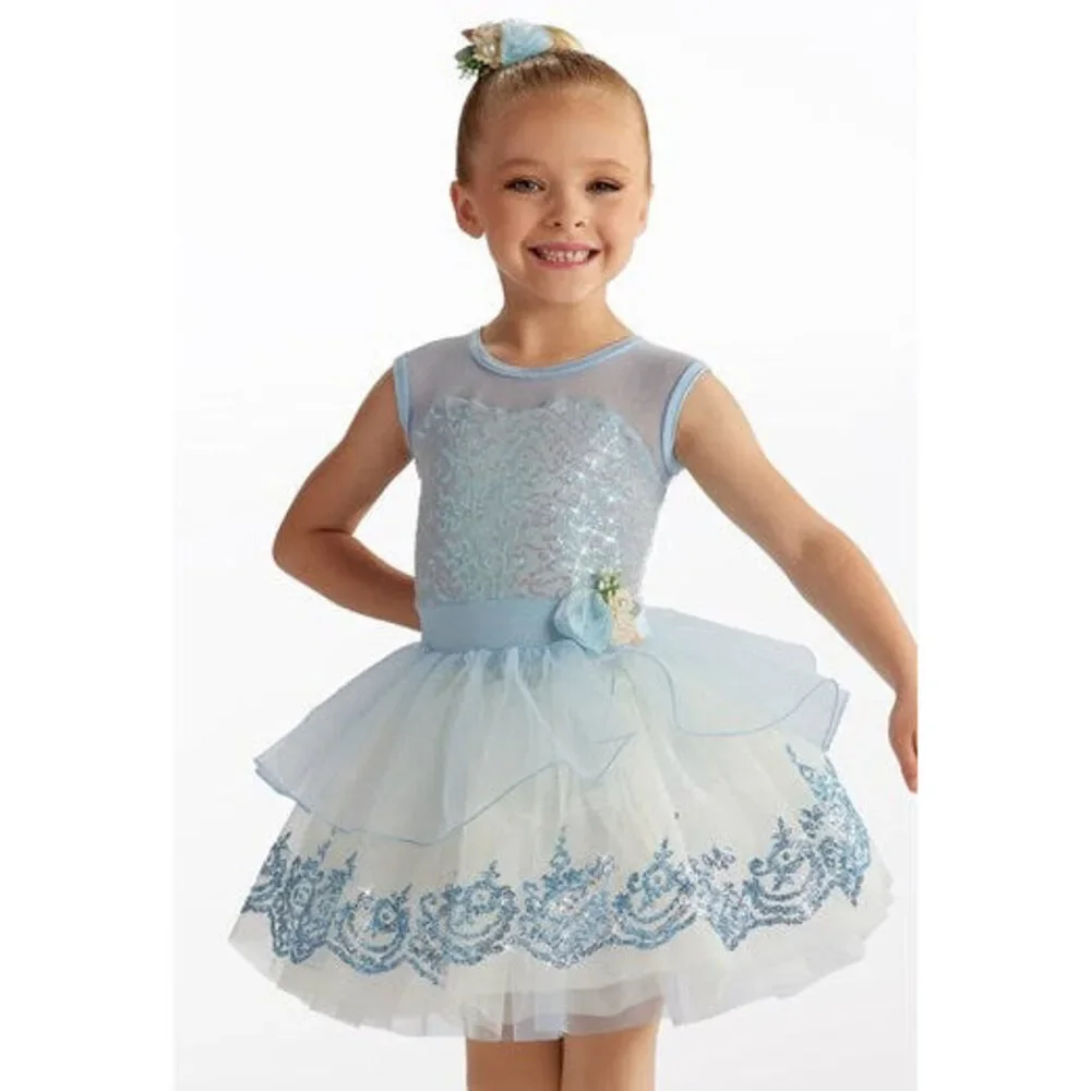 Pre-Owned Dance Costume Weissman 15372 Small Child Blue Ballet YAGP Pageant Seq